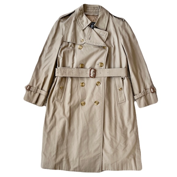 Vintage Burberry’s Khaki Tan Trench Coat with Removable Liner Size 42R